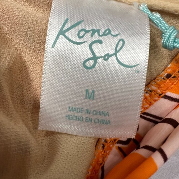 NEW Kona Sol Multi-Way Bandeau Bikini Top Size M Orange Floral Print TARGET NWT - Picture 6 of 11